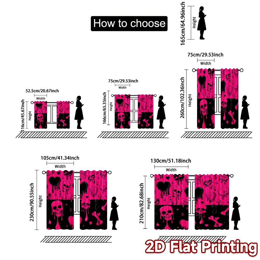 2D Flat Printing  JIT 2pcs   Curtains (Without Rod) Gothic Curtains Creative Modern Curtains Versatile Polyester Fabric Curtains