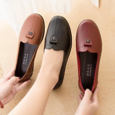 Fashion Fashion Soft Leather Round Head Women Casual Flats Ladies Side Zipper Flat Oxford Shoes New Mother Single Shoes Tenis Feminino