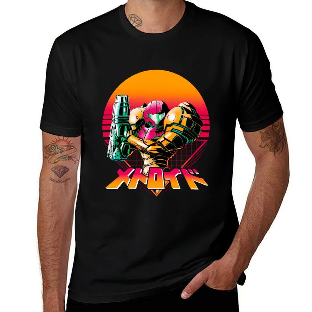 Metroid Dread Samus artwork Vintage T-Shirt Casual Graphic Print Tee