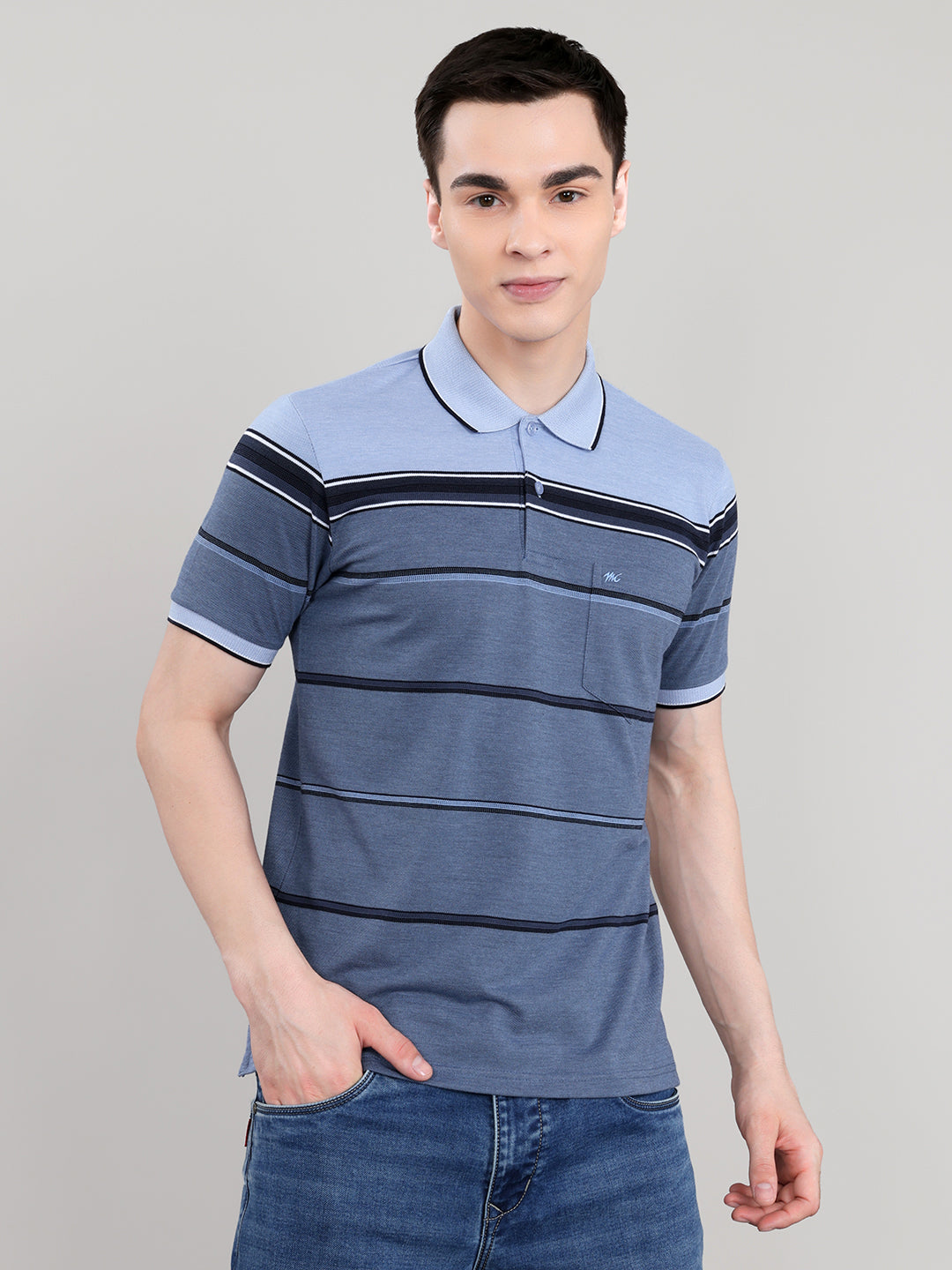 Monte Carlo Men Regular Fit Blue Tshirt M