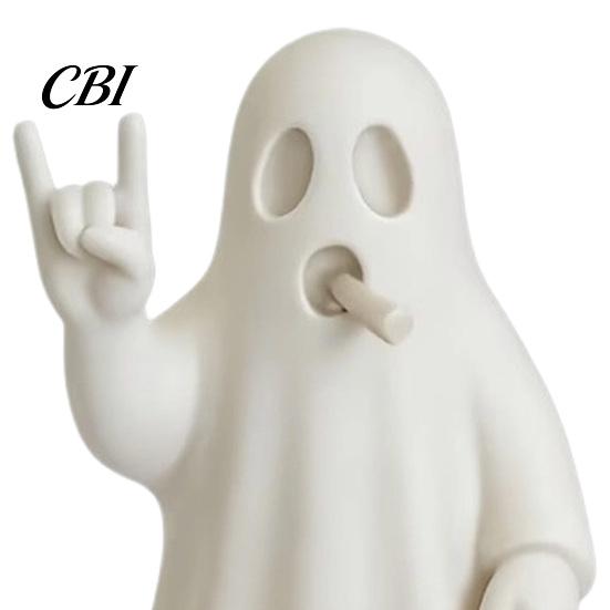 Gothic Desktop Ornaments 3D Printed Rock Ghost Figurine, Cool Hand Gesture Statue, Matte Style Desk Decor White for Bedroom Gaming Studio, Halloween