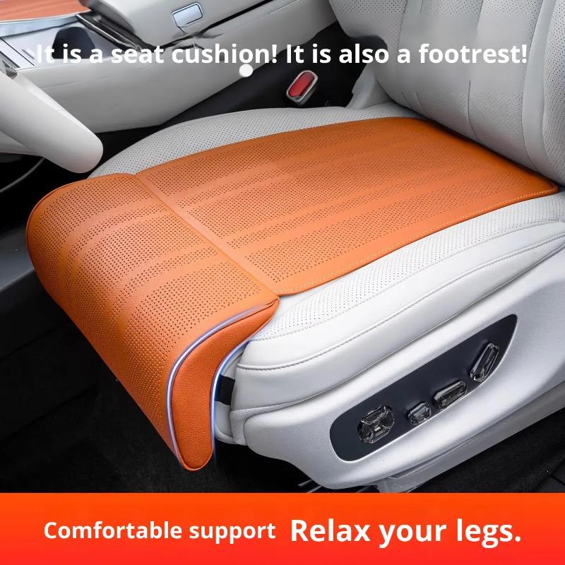 All-Season Luxury Car Leg Rest Pad - Pinhole Ventilated Comfortable Leather Seat Cover with Extended Leg Rest