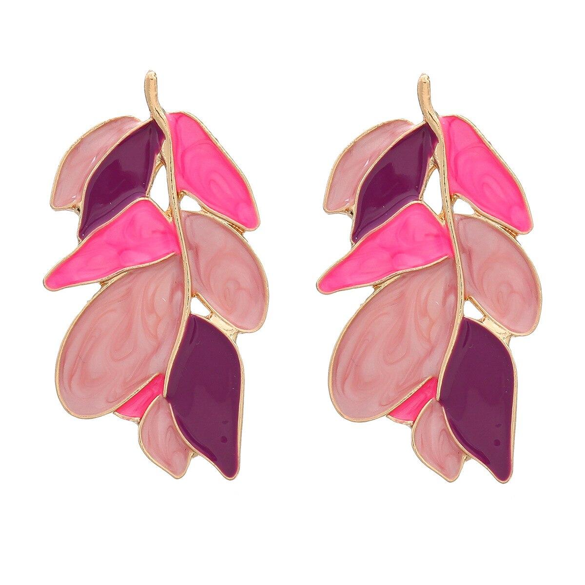 

Pinkdudu 2023 модные серьги-гвоздики с оранжевым листом в стиле ретро, ​​преувеличенные креативные 3 цвета, эмалированные серьги с растениями для женщин, ювелирные изделия PD1503 Pink розовый