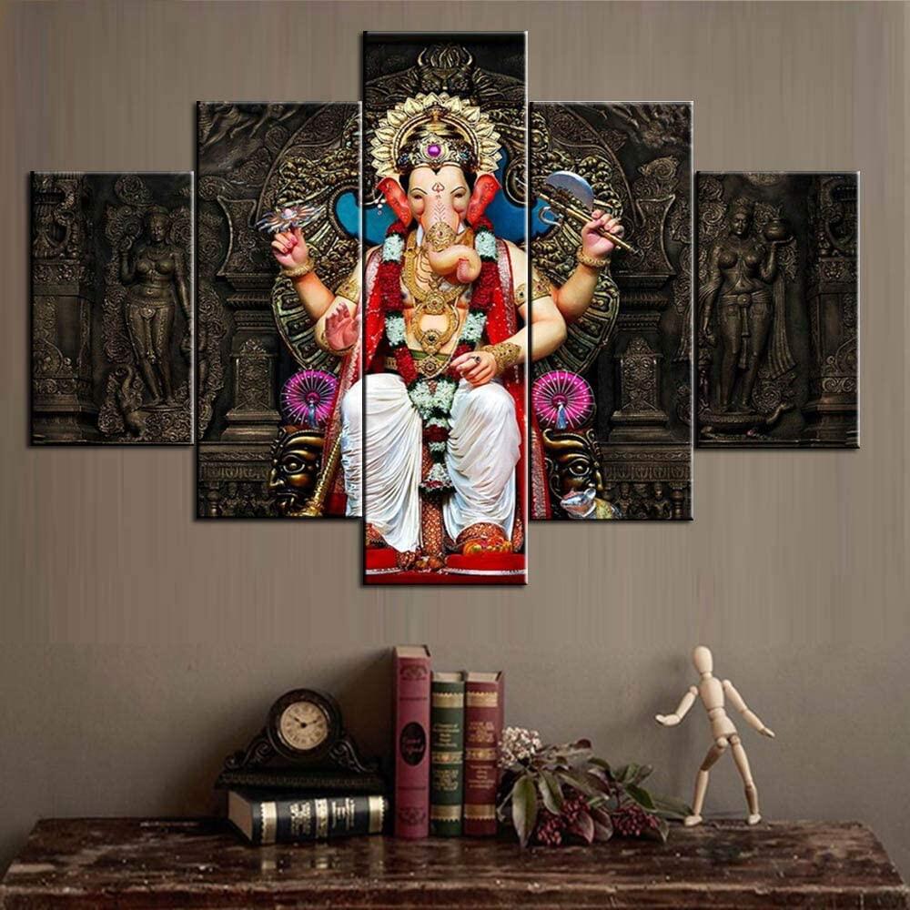 

Индуизм Религия Ганеша 5 панелей настенное искусство холст постеры живопись для гостиной спальни домашний декор фотографии украшения