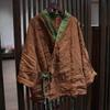 Camicie Vintage da Donna Top Primavera Stile Cinese Bluse a Righe Scollo a V Manica Lunga Camicie con Cintura