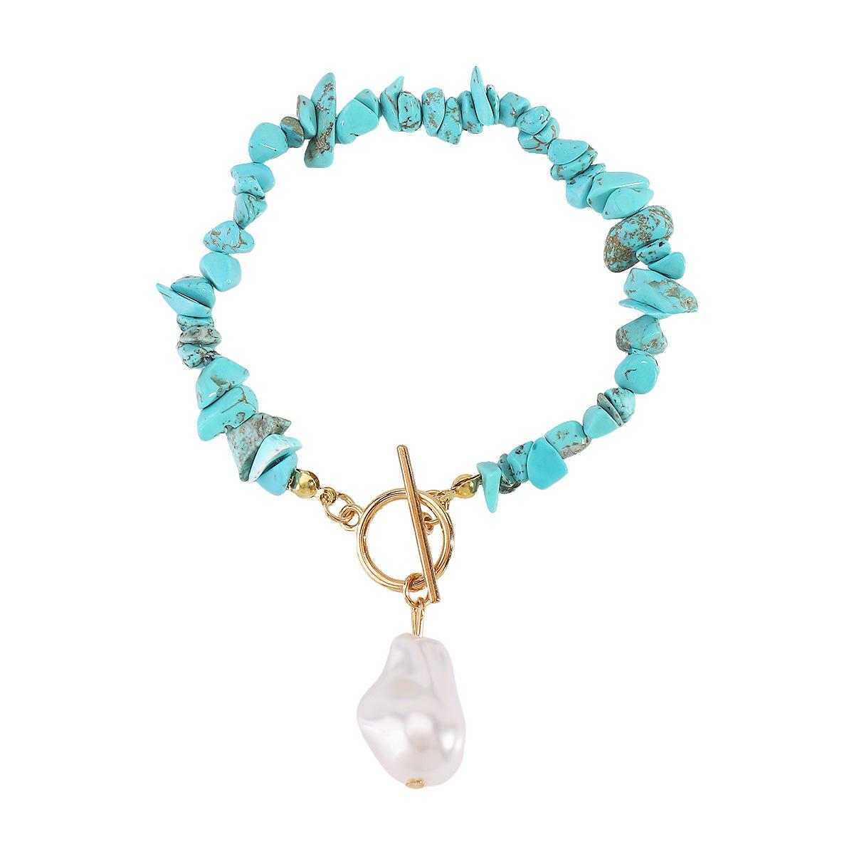 Богемский геометрический бисерный браслет с бирюзой, барочное винтажное ожерелье с подвеской из инопланетного жемчуга