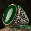 New Inlaid Emerald Mens Luxury Ring Retro Domineering Personality Jewelry for Banquet Party Gifts