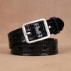 Womens Hollow Cut-Out Pin Buckle Belt In Genuine Split Leather Slim Fit Jeans Casual Office Wear