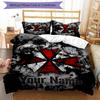 Resident Evil Cross Custom Name Text Print 1Pc Bedding Set Duvet Cover With Two Pillowcases Soft Bed Linen For Household Bedroom