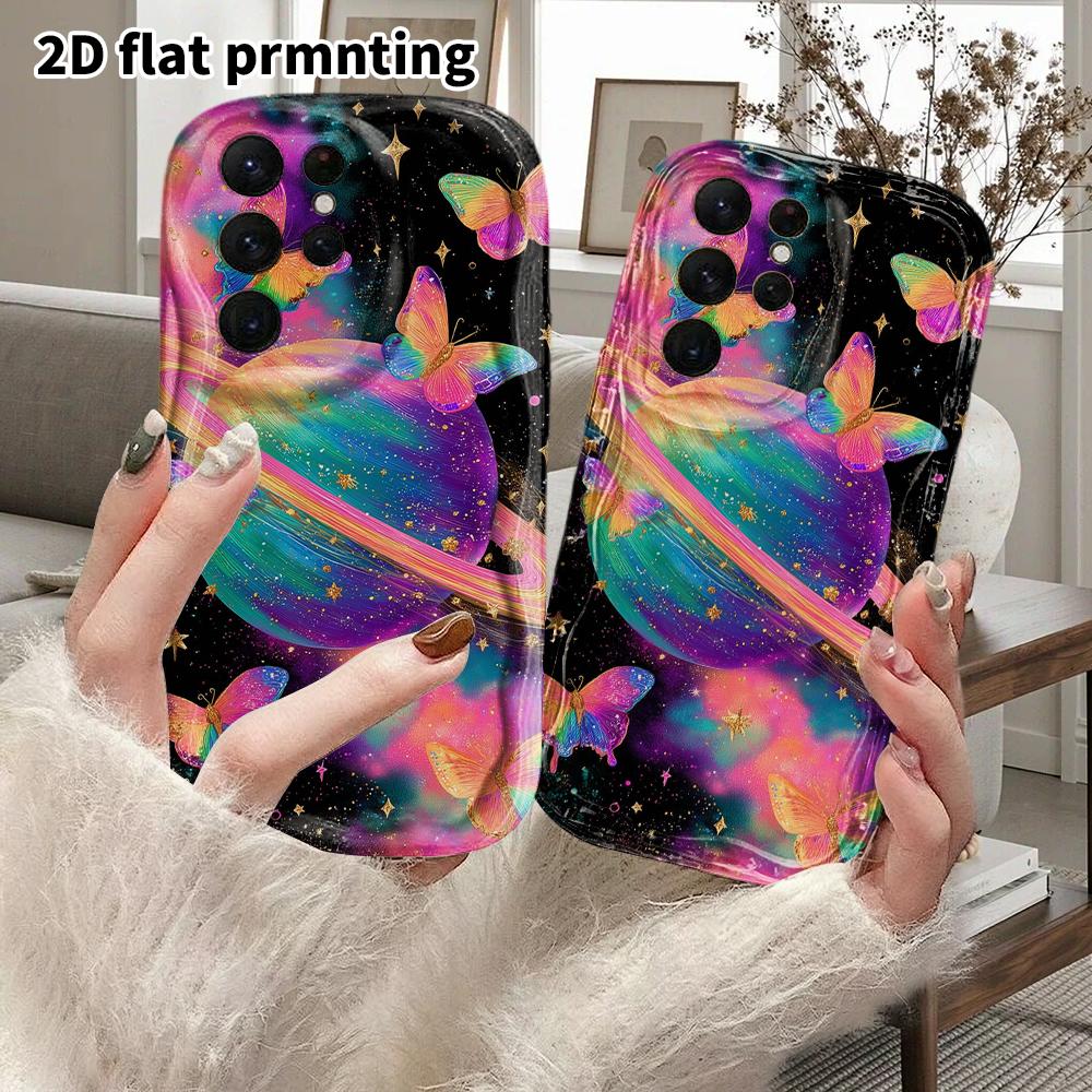 Phone Case: 2D Flat Samsung Galaxy A34 A35 M05 M06 S20 S22 S21 FE Plus 5G Protective Case, Couple Style, Saturn and Butterfly, Christmas and Halloween