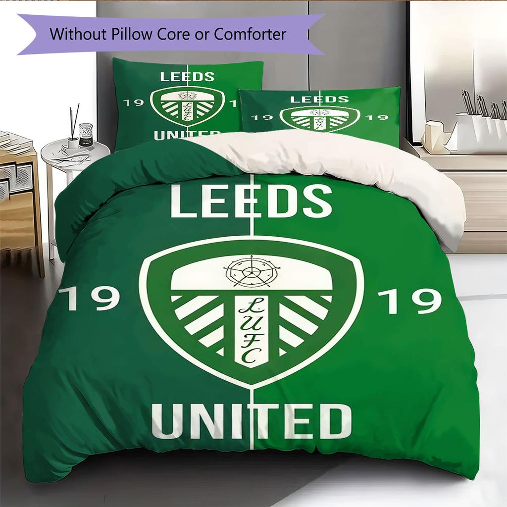 LUFC Logo Bedding Quilt Set Quilt Cover Pillowcase Home Decoration Birthday Gift (1 * Duvet Cover + 2 * Pillowcase, Without Core)