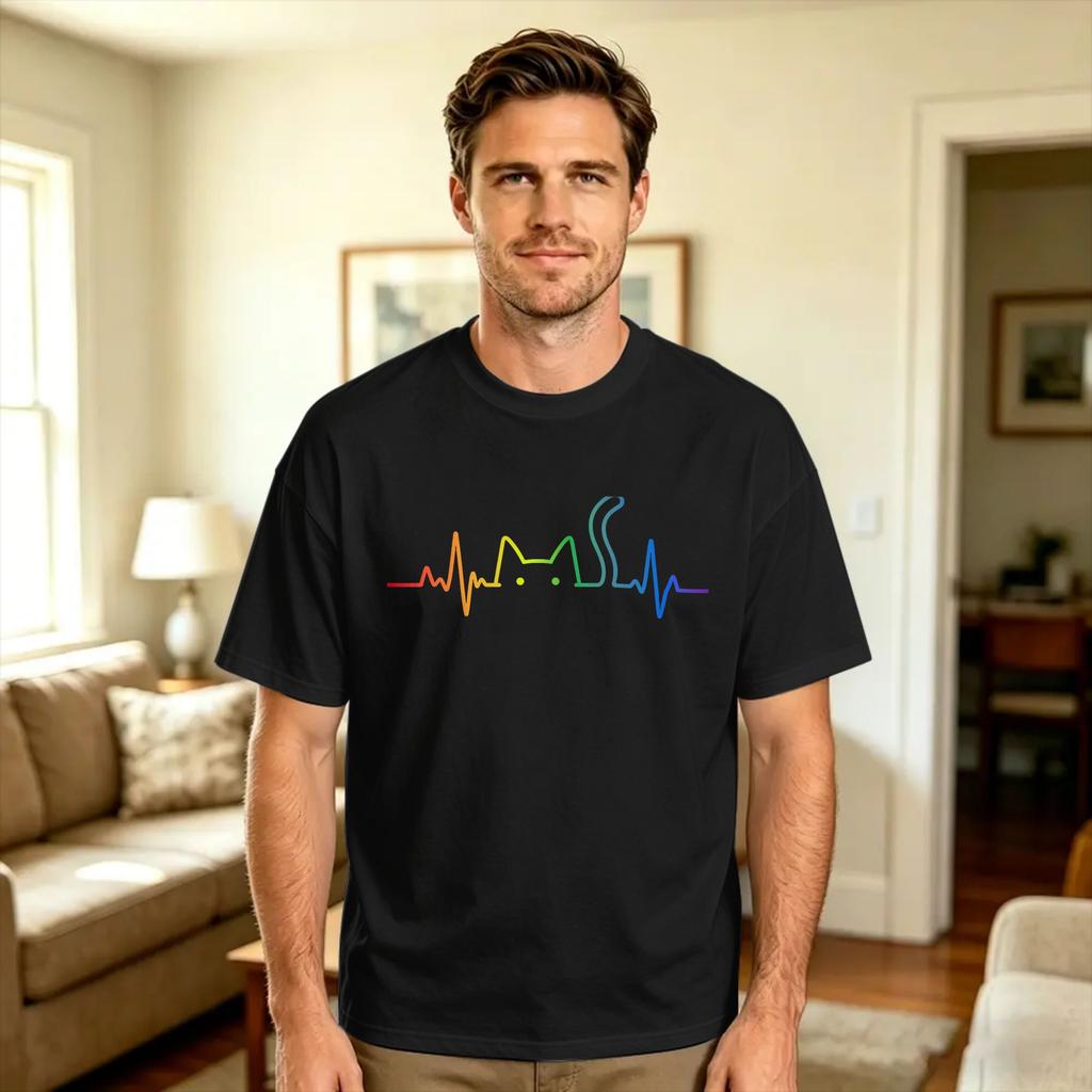 Vintage T Shirt Summer Gay Rainbow Cats in Cats LGBT Flag Pride Month Hip Hop T Shirts Cotton Tshirt for Couple Y2K Funny Tees