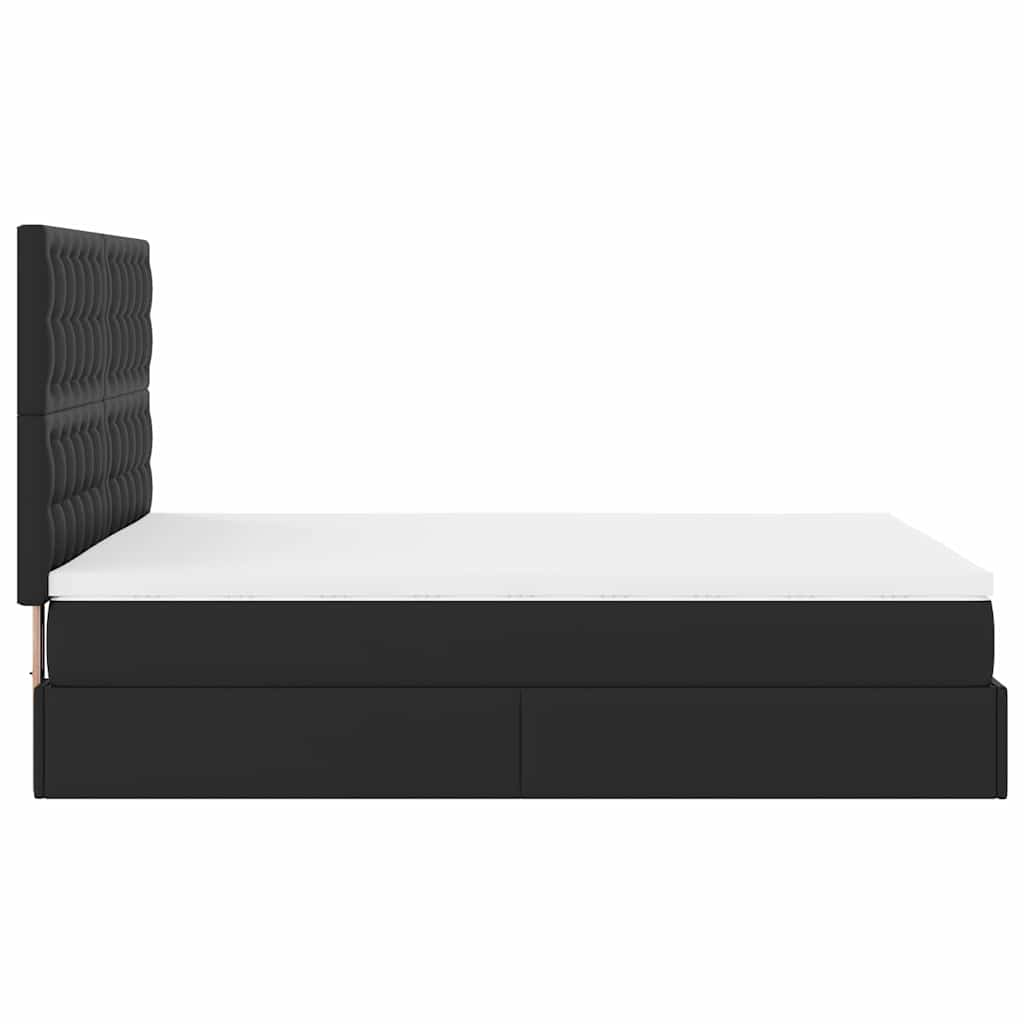 Ottoman Bed with Mattress Black 140x190 cm Faux Leather