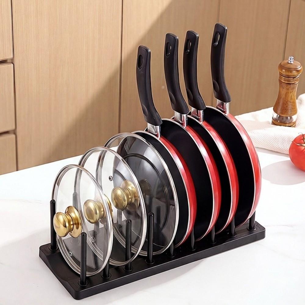 Adjustable Pot Lid Rack Plastic Cutting Board Holder Multi-functional Dish Drying Rack Countertop