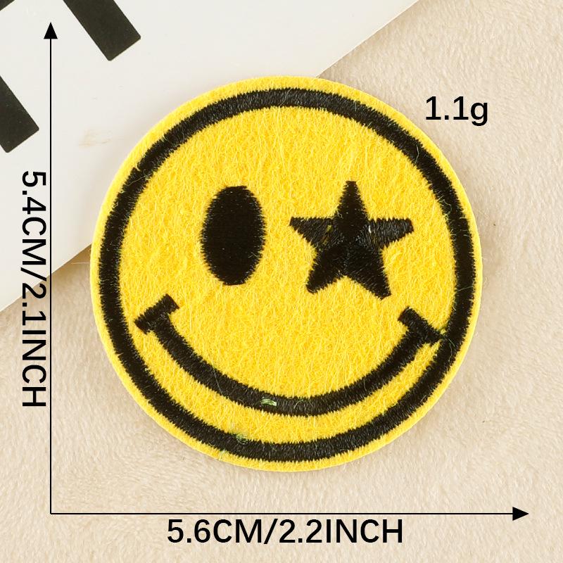 Patch Bordado de Rosto Sorridente de Desenho Animado para Chapéus, Bolsas e Roupas