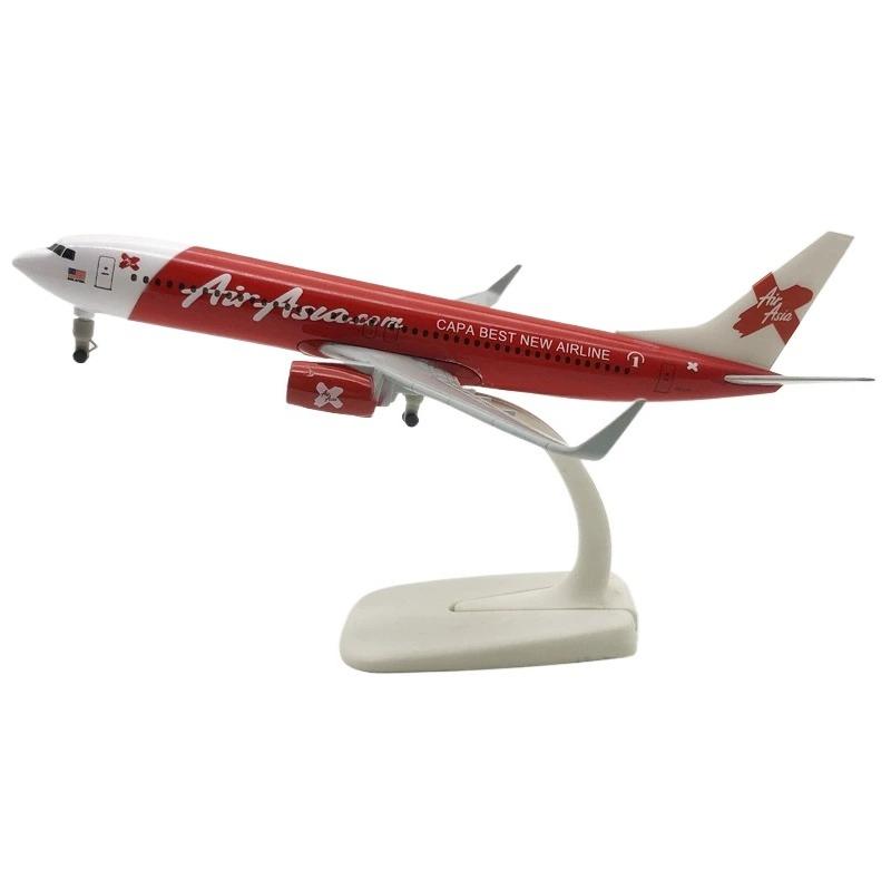 

20cm Metal Aircraft Model Air Asia Airlines B737 Replica Plane with Landing Gear Collection Aviation Simulation Gift червоний