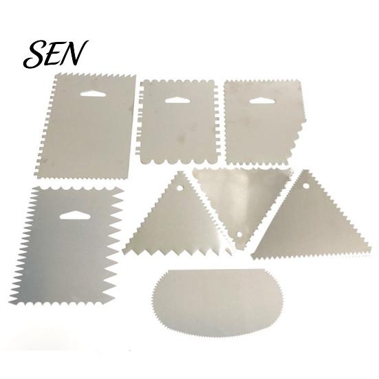 Dough Divider for Bread Stainless Steel Cake Scraper with Multi-faceted Sawtooth, Rectangle/Pentagon/Triangle/Semi-circle Shape Cream Icing Smoothing