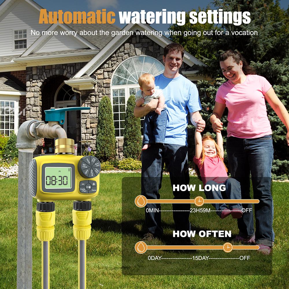 1/2/3/4 Outlets Digital Water Timer LCD Display Flower Garden Watering Device Waterproof Irrigation Controller Timed Water Valve