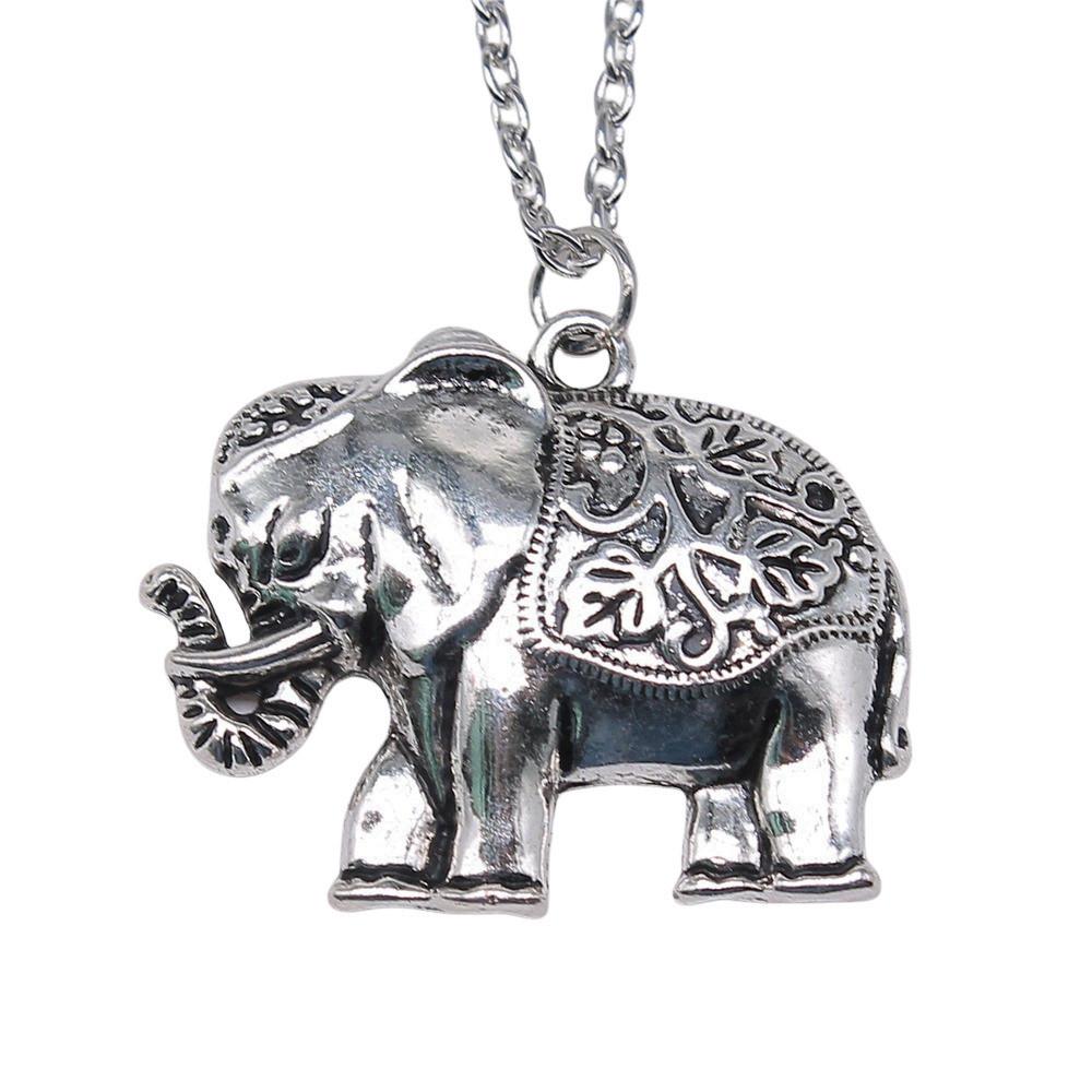 Elephant Head Pendant Necklace Lucky Boho Tribal Style Jewelry 45cm or 70cm Long Chain
