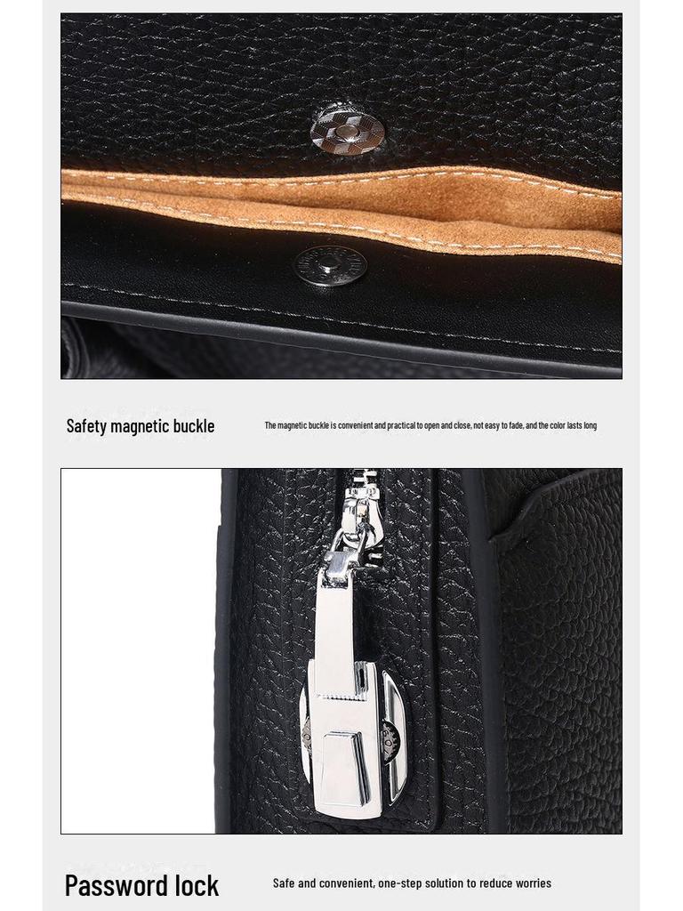 Men's Large Capacity Leather Business Briefcase: Waterproof & Fashionable Handbag