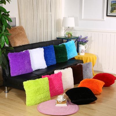 Plush Solid Color Sea Lion Velvet Sofa Back Square Pillow Square Cushion Leather Pillow