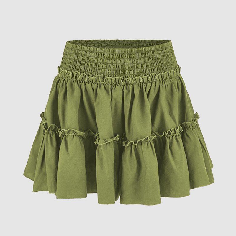 Printed Elastic Waist Half Length Skirt Women Print Elastic Waist Skirt
