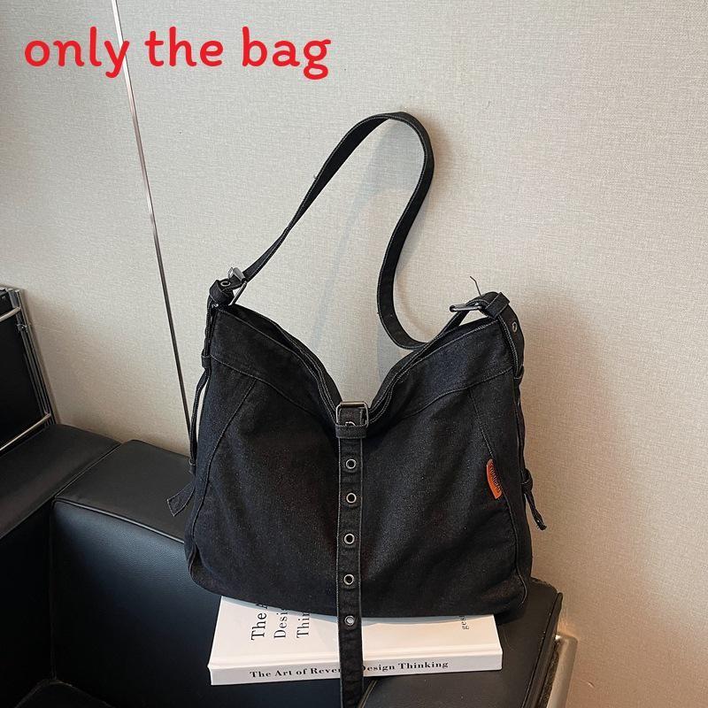 Simple Solid Color Large Capacity Women Casual Single Shoulder Denim Bag For Women