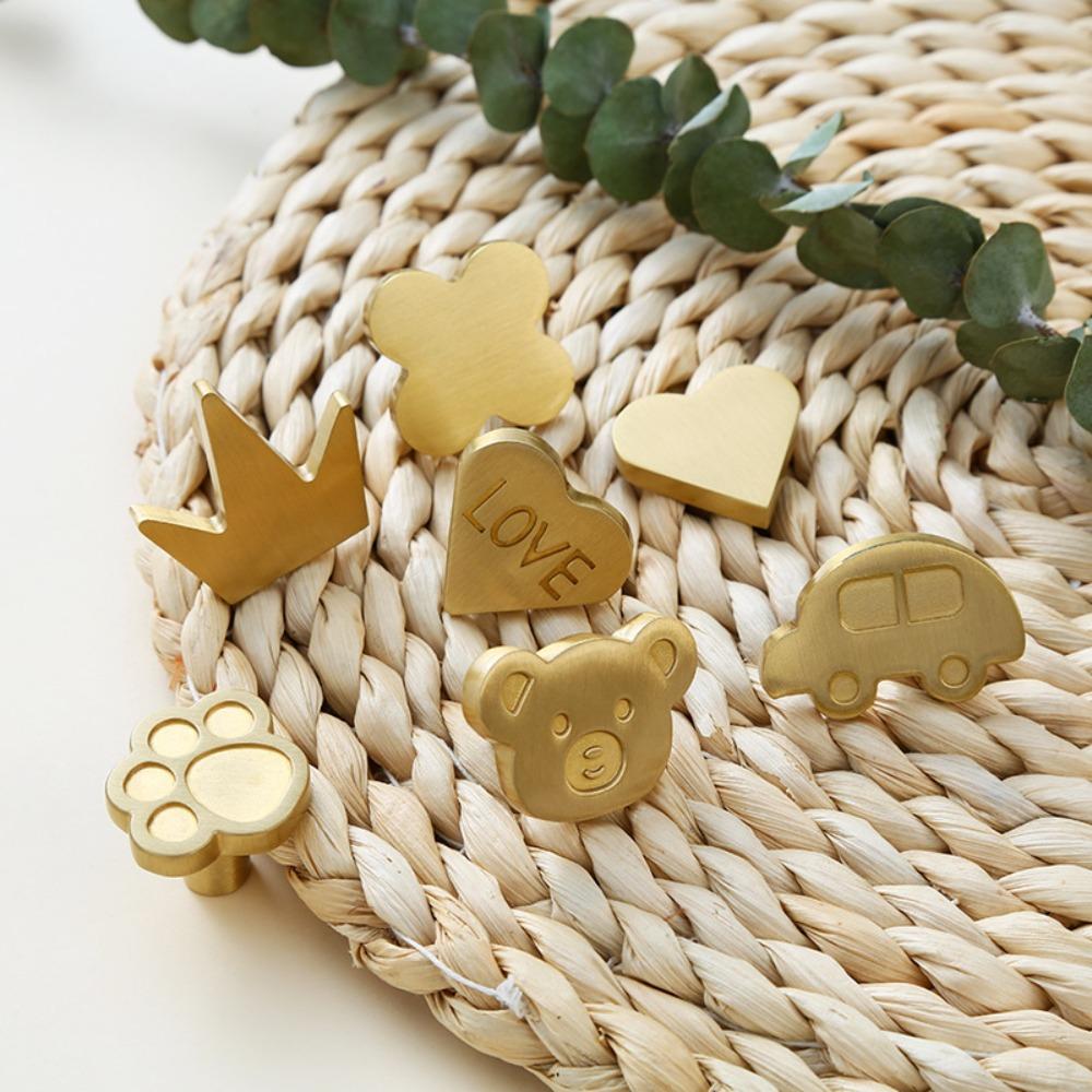 Cat's Paw Bear Furniture Handles Brass Cabinets Drawers Knobs Cartoon Door Handles  Bedroom