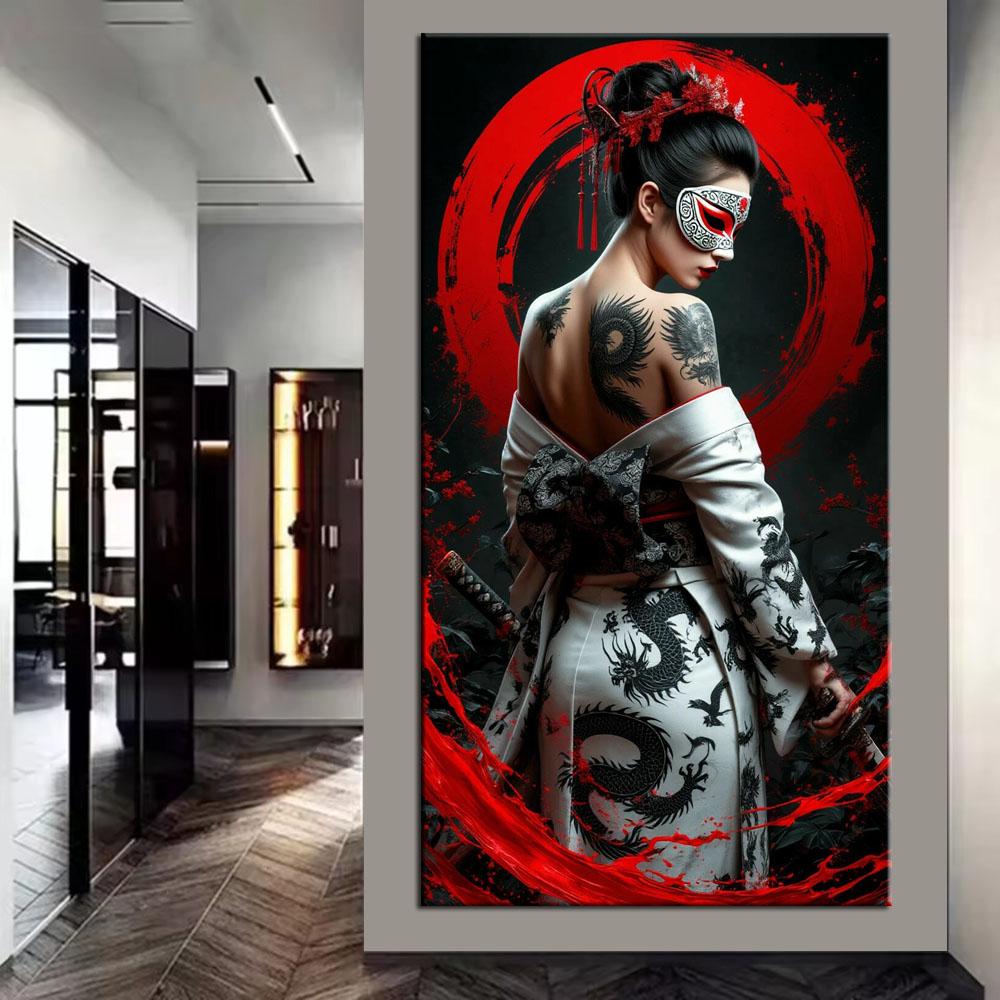 Beautiful Japanese Female Warrior DIY Diamond Painting Cross Stitch Full Drills Diamond Mosaic New Collection Home Decor
