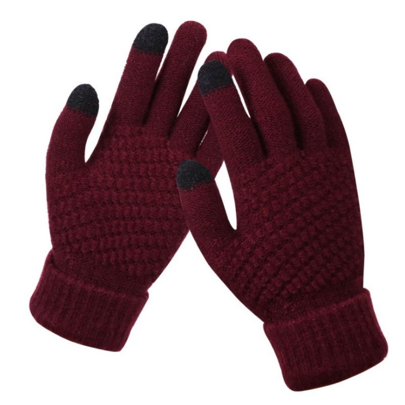 Touch Screen Gloves Women's Winter Knitted Fleece Jacquard Thickened Non-slip Warm Fashion Winter Gloves