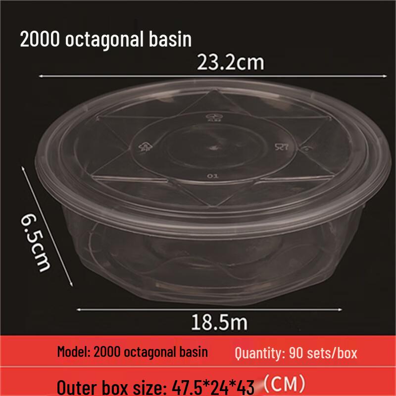 Disposable Round Transparent Plastic Food Containers with Flat Lids