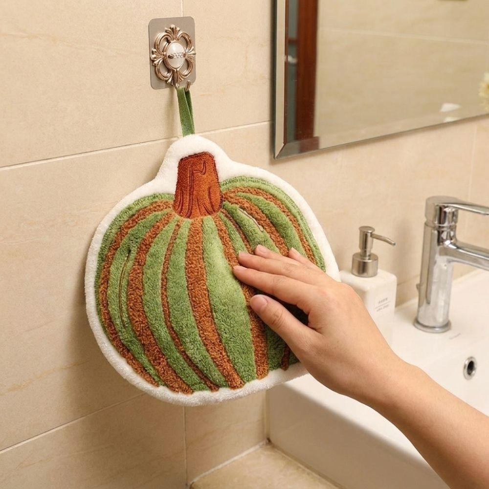 Super Soft Pumpkin Hand Towels Water-absorbing Fast Drying Halloween Kitchen Towel Hanging Thickened Halloween Towels Kitchen