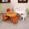 1Set 1:12 Dollhouse Miniature Dining Table Chairs Round Table Furniture Living Room Decor Toy Doll House Accessories