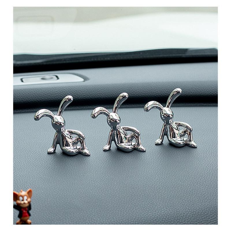 2PC Long-Eared Rabbit Double Statue Cartoon Decoration Accessories Living Room Bedroom Car Decoration Desktop Decorative Ornamet