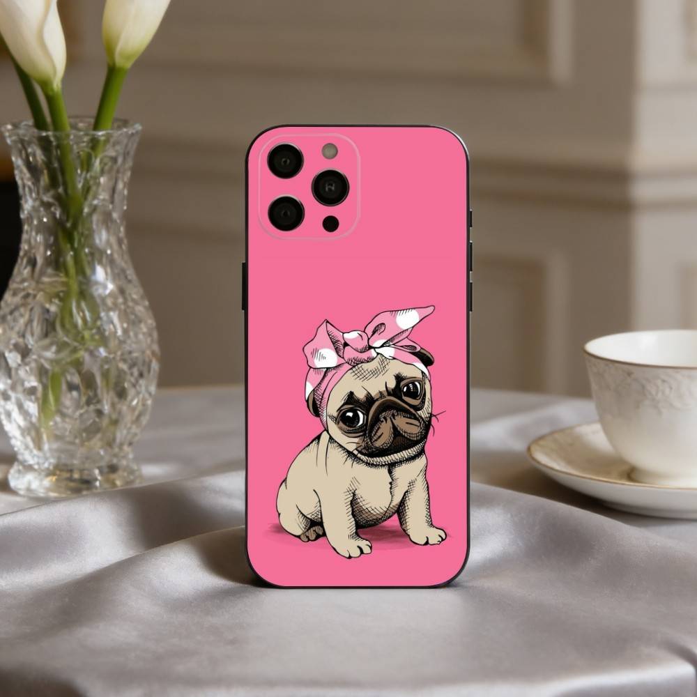 k-Kawaii b-Bulldog-g Phone Case For iPhone 17,16,15,14,13,12,11 Plus,Pro Max,XS,Soft Silicone Black Cover