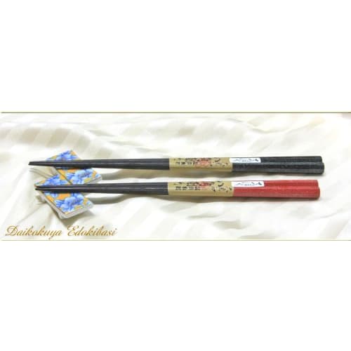 Daikokuya Edo Wooden Chopsticks, Octagonal Galaxy Lacquer (Standard Size) 1 Pair, Medium Size/Vermilion: 21.5cm