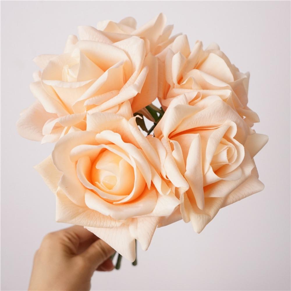 Multicolor Lifelike Flowers Bouquet 5 Heads Flower Bouquet Realistic Artificial Flower Rose  Gift