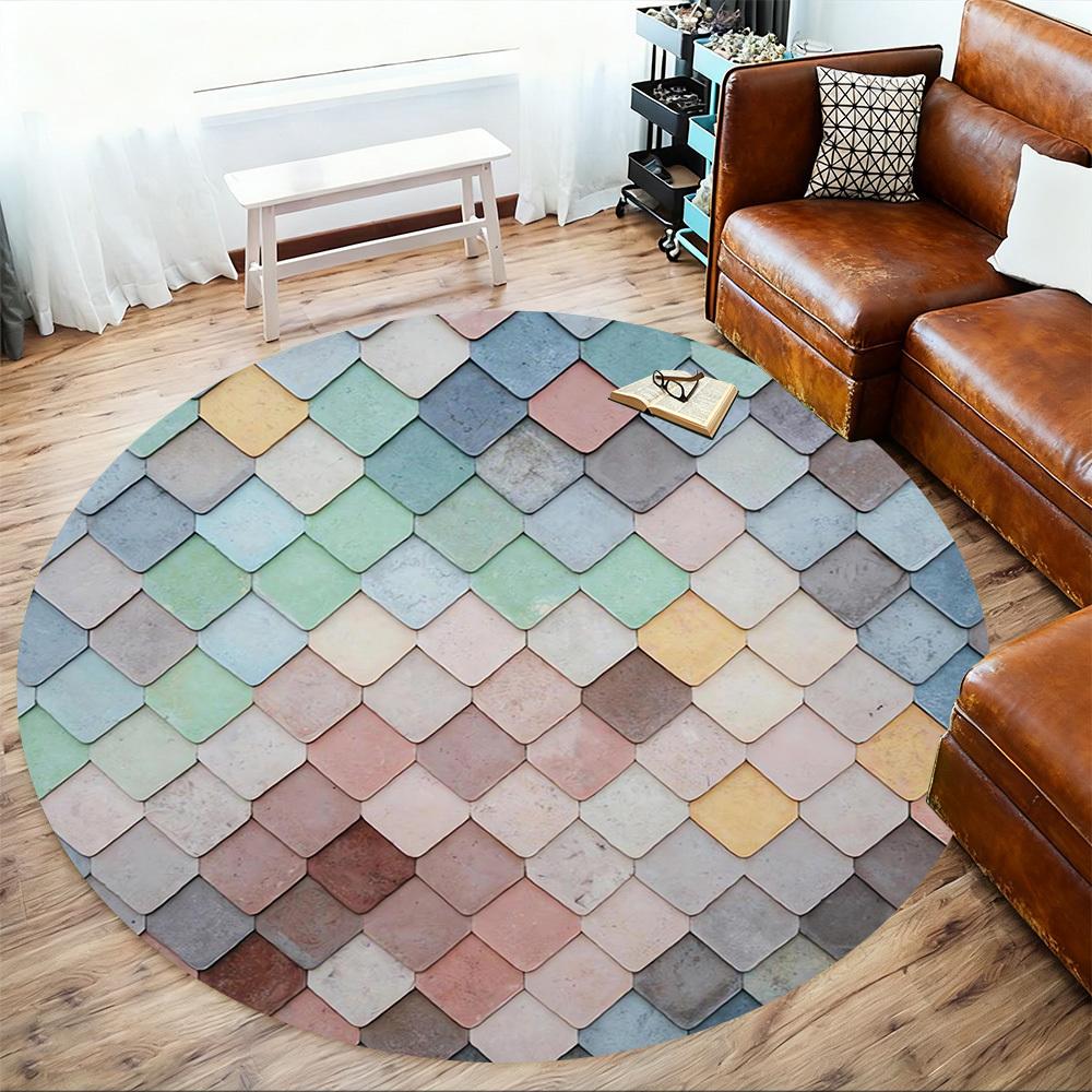 1pc tile pattern Round Chair mat Area Rug - Non-Slip, Floor Mat for Office, Bedroom, and Indoor Decor c1118119