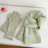 Womens Winter Wool Blend Knitted Beaded Scarf Gloves Set Casual Chic Accessory In Multiple Colors