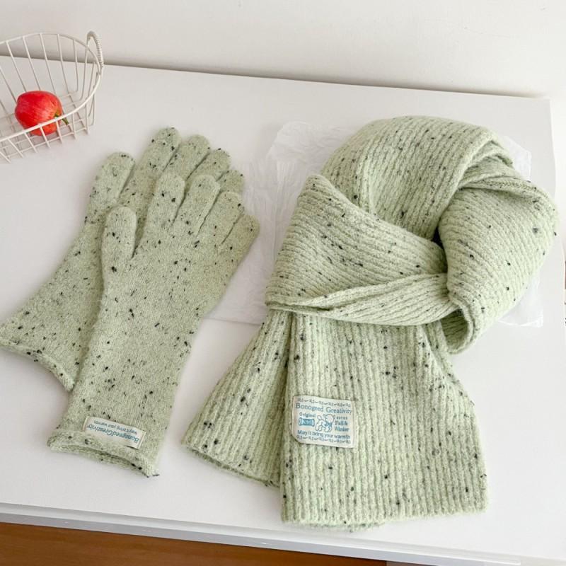 Womens Winter Wool Blend Knitted Beaded Scarf Gloves Set Casual Chic Accessory In Multiple Colors