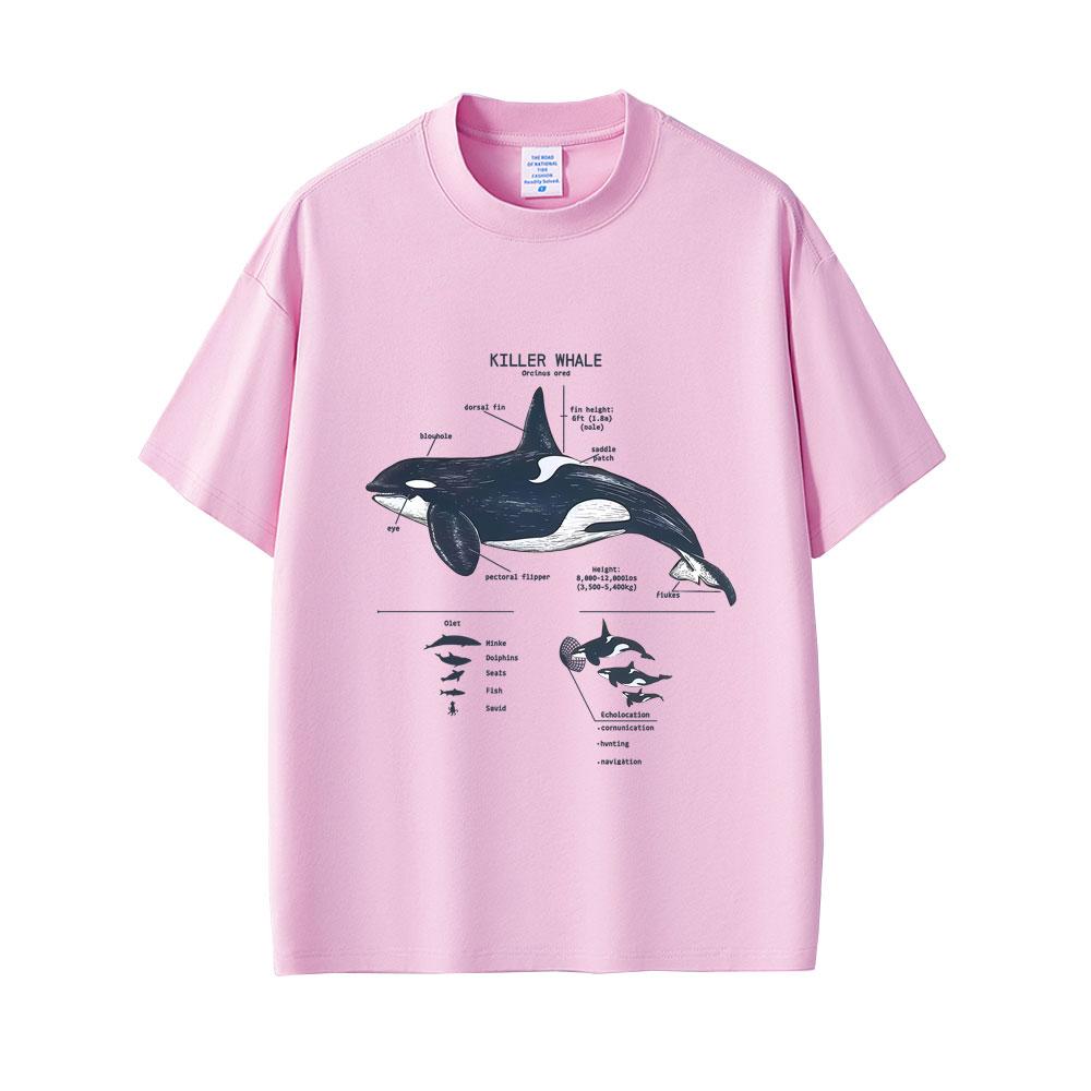 Marine Animals Killer Whale Anatomy Graphic Tshirt Mens Womens Casual Funny T Shirts Tops Unisex Fashion Oversized Streetwear