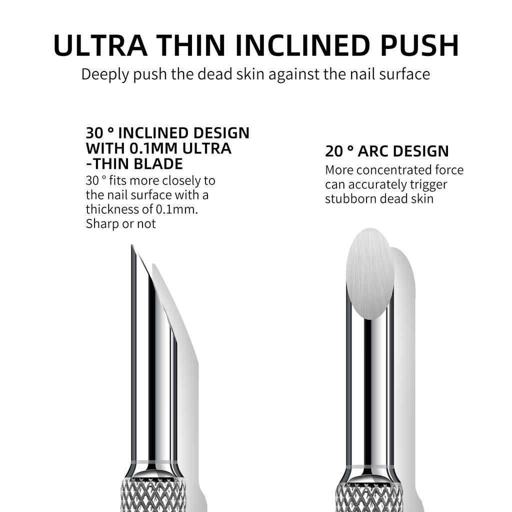 Double-ended Circle Beveled Head Cuticle Pusher Remover Stainless Steel Nails Files Manicure Sticks Tool Nail Art Tool High-End