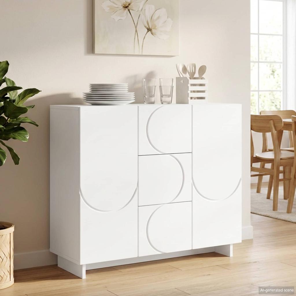 Sideboard White 85.5 X 31 X 75 Cm Engineered Wood