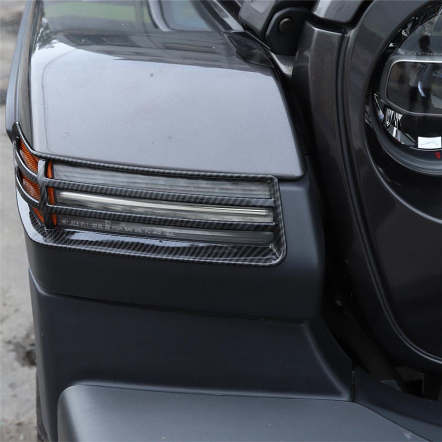 Carbon Fiber Look Front Wheel Eyebrow Lamp Cover Trim For Jeep Wrangler Jl 18-22