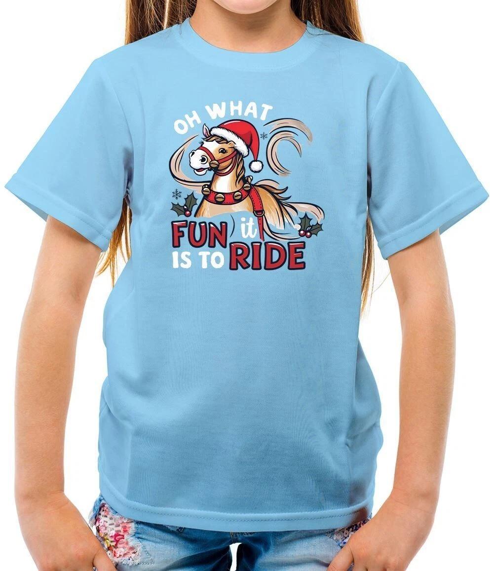 Oh What Fun It Is To Ride - Kids T-Shirt - Horses Ride Xmas Horse Christmas 140