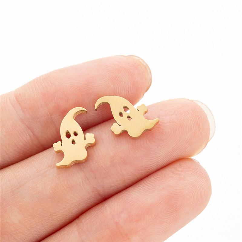 Punk Geometric Volleyball Earings Women Tiny Stainless Steel Heart Feather Triangle Umbrella Stud Earrings Pendiente Hombre