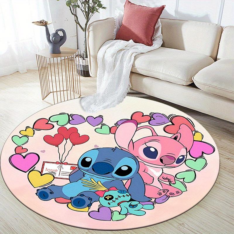 1pc Stitch Round Area Rug,Non Slip,Machine Washable Polyester Carpet for Living Room,Bedroom Decor