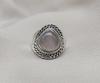 Rose Quartz 925 Sterling Silver Ring: Handmade Boho Cabochon Jewelry