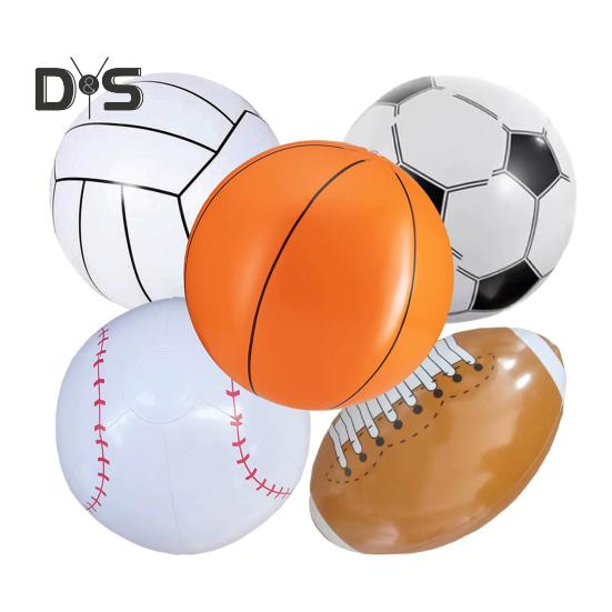 

5 шт. надувной пляжный мяч, игрушка, 16 дюймов, футбол, бейсбол, регби, баскетбол, воздушный шар, пляжный спортивный воздушный шар для вечеринки на открытом воздухе 5pcs