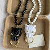 Pearls Necklace Enamel Leopard Head Pendant Clavicle Chain Women's Luxury High End Jewelry for Parties And Event